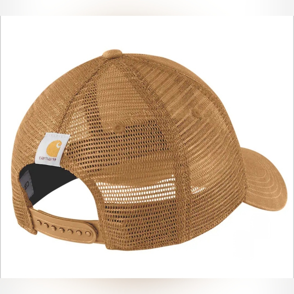 Carhartt Men's Canvas Mesh-Back Logo Graphic Cap Carhartt Brown/Oiled Walnut Hat - Picture 2 of 6